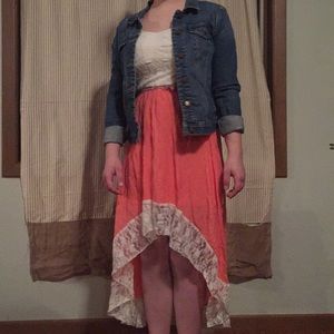 Lily Rose coral high-low dress